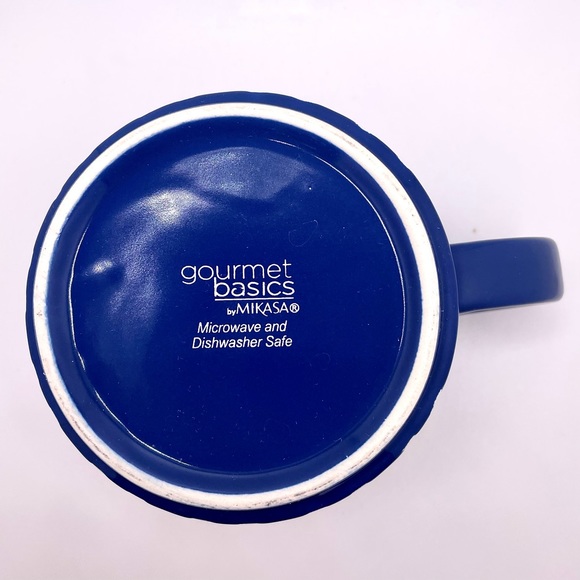 Gourmet Basics by MIKASA Blue and White Diamond Coffee Mug - Tea Hot Chocolate - Picture 4 of 6